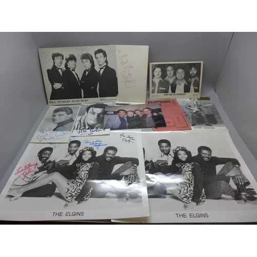 777C - Music autographs, Mike Preston, Gerry and The Pacemakers, etc.