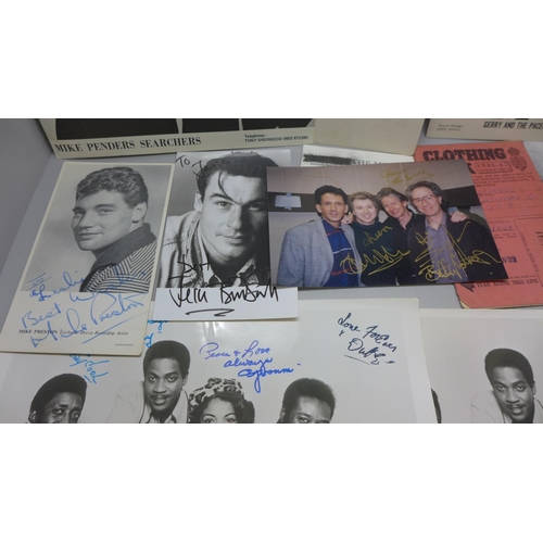 777C - Music autographs, Mike Preston, Gerry and The Pacemakers, etc.