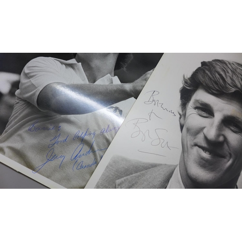 777F - A collection of sporting related signed publicity photos including Linford Christie and Nick Faldo