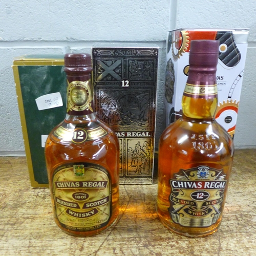 819 - Two bottles of Chivas Regal whisky