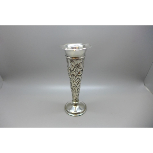 849 - A silver Art Nouveau vase, London 1902, William Comyns, weighted base, 130g