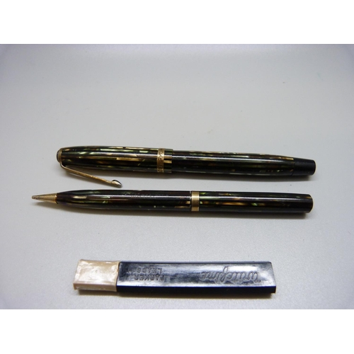 870A - A Parker Duofold pen, pencil and pencil leads