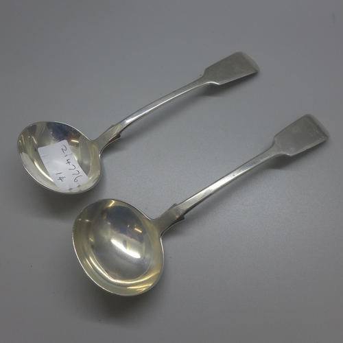 872 - A pair of Victorian silver ladles, London 1846, maker CL, 125g