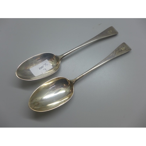 874 - A pair of Victorian silver spoons by George Adams, London 1877, 142g