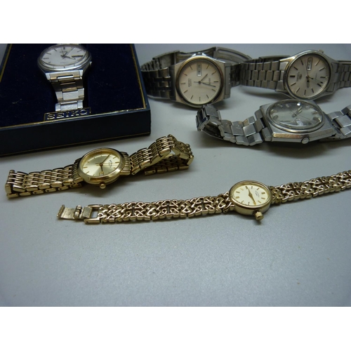 890 - Four Seiko wristwatches, two lady's Rotary wristwatches, one boxed