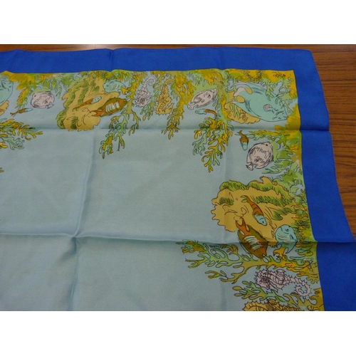 910 - A vintage Liberty of London pure silk scarf for Smiths of Bermuda, aquatic fishes design, 60cm x 60c... 