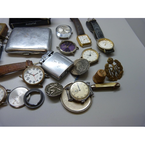 914 - Mixed wristwatches, a jet aircraft pen holder, a Hohner harmonica, etc.