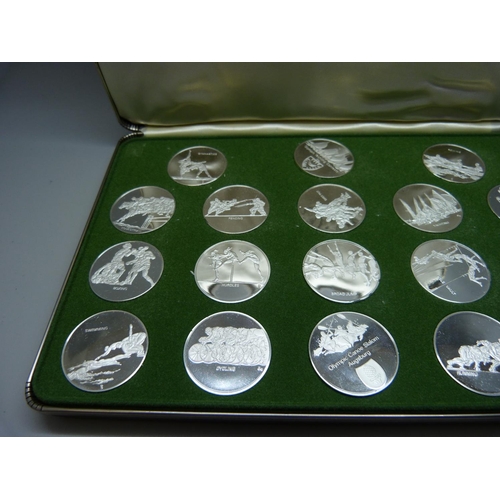 958 - A rare set of eighteen .999% proof silver medallions from the Franklin Mint, issued to commemorate t... 