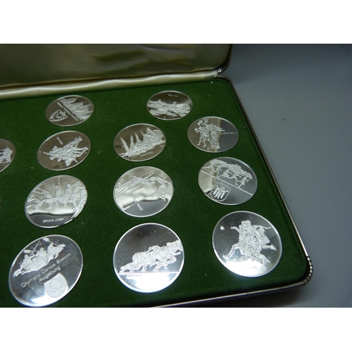 958 - A rare set of eighteen .999% proof silver medallions from the Franklin Mint, issued to commemorate t... 