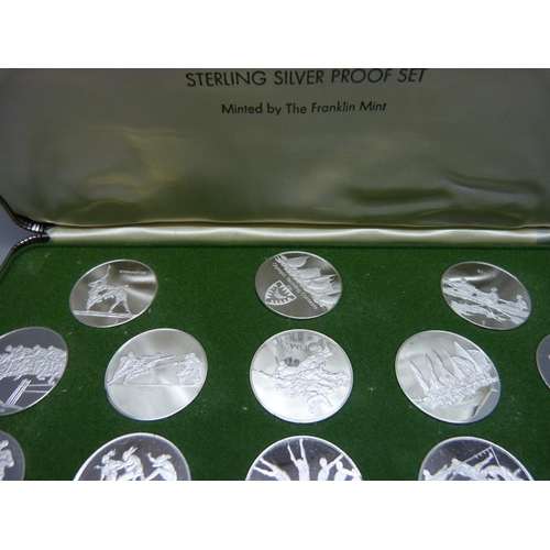 958 - A rare set of eighteen .999% proof silver medallions from the Franklin Mint, issued to commemorate t... 