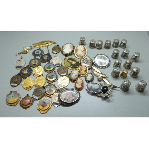 998 - Thimbles, brooches and ballroom dancing medals