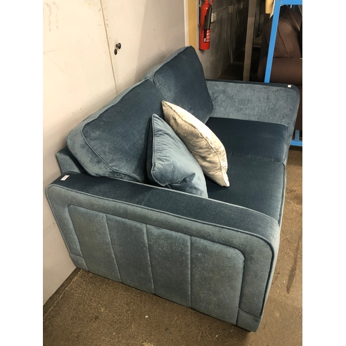 1303 - A steel blue upholstered two seater sofa