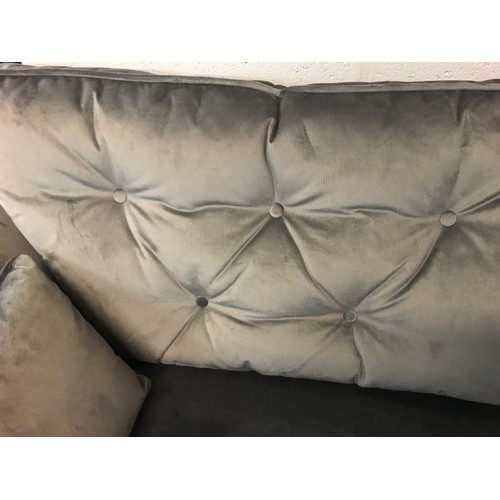 1312 - A Hoxton grey velvet three seater sofa