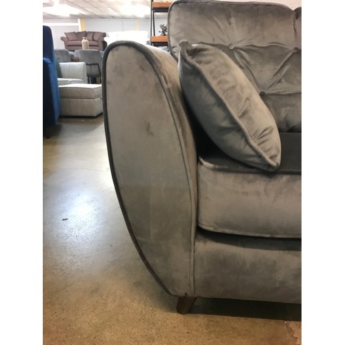 1312 - A Hoxton grey velvet three seater sofa