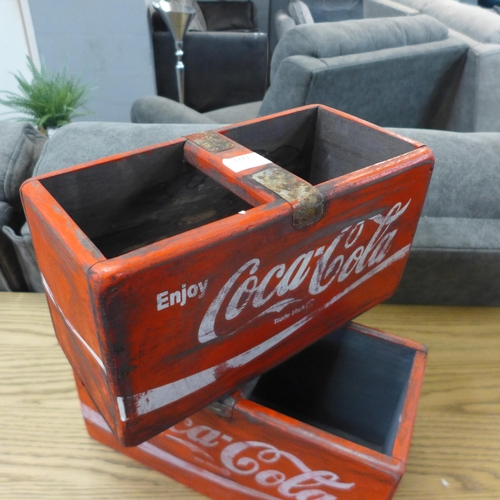 1323 - A large rectangular Coca-Cola wooden storage box, H 34cms x W 14cms (BX00406)  #