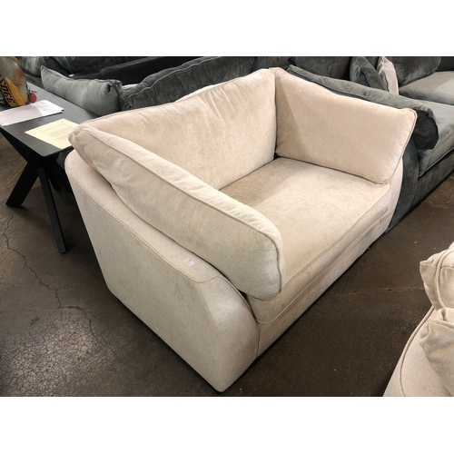 1377 - A Barker & Stonehouse off white velvet love seat - RRP £1299