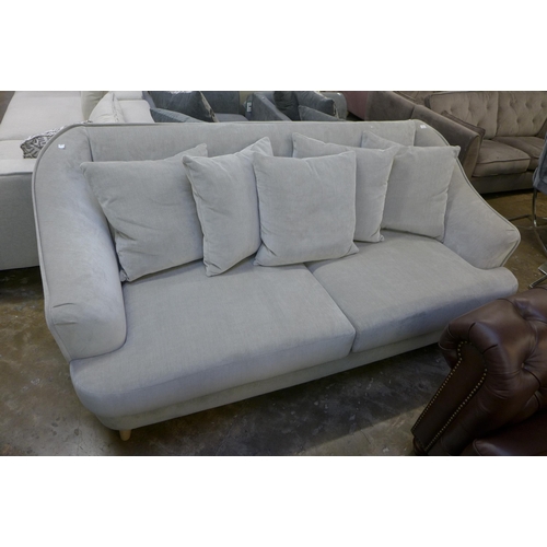 1384 - A grey velvet Danetti upholstered high back four seater sofa