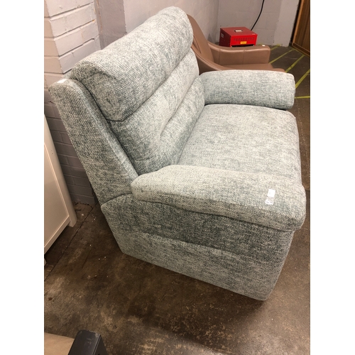 1496 - A sea green upholstered two seater sofa