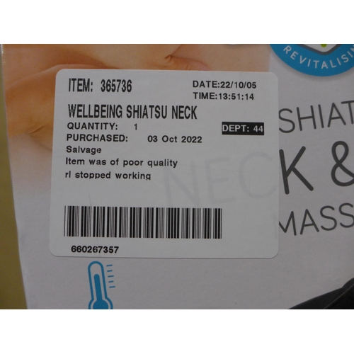 3006 - Wellbeing Shiatsu Neck  massager (277-113 ) * This lot is subject to vat