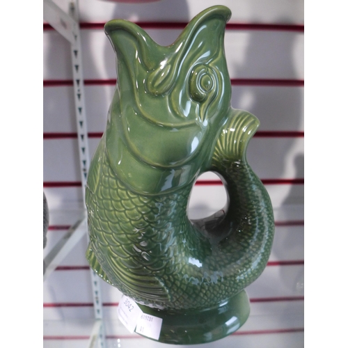 3042 - Green Gluggle Jug - hand made in Stoke on Trent