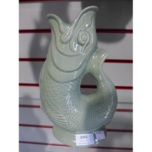 3043 - Sage Gluggle Jug - hand made in Stoke on Trent