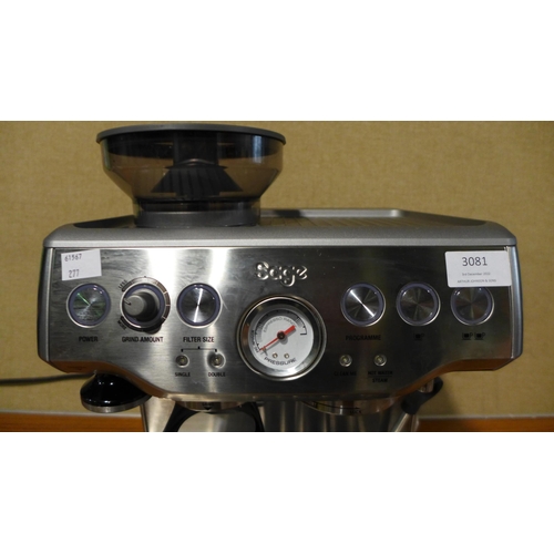 3081 - Sage Pump Coffee Machine   , Original RRP £449.99 + vat(277-153 ) * This lot is subject to vat