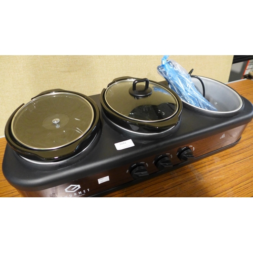 3082 - MPL Triple Cooker Black  slow cooker (One Pot/Lid Missing)(277-159 ) * This lot is subject to vat