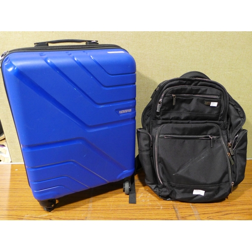 3093 - At Jetdriver Carryon 55Cm 4 wheel spinner hardside Luggage Case and Samsonite Backpack ( Damaged Zip... 