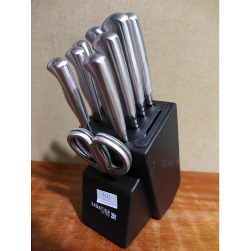 3121 - Sabatier Stainless Steel Black Knife Block   (276-148)  * This lot is subject to vat