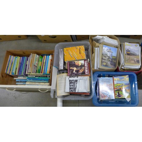 1197 - Seven boxes of railway magazines, books, a Mike Oldfield poster, etc. **PLEASE NOTE THIS LOT IS NOT ... 