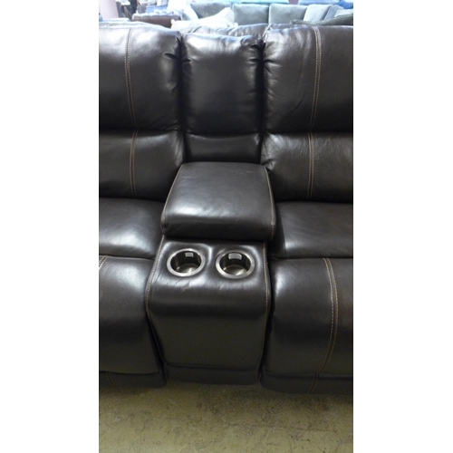 1563A - Dunhill Leather Sofa brown power reclining Motion, original RRP £2249.98 + VAT (4154 -8) *This lot i... 