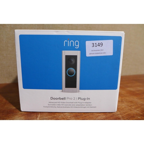 3149 - Ring Doorbell Pro 2 & Chime - 8VR3Y6-0EU0KT1, Original RRP £166.66 + vat   (279-22)      * This lot ... 