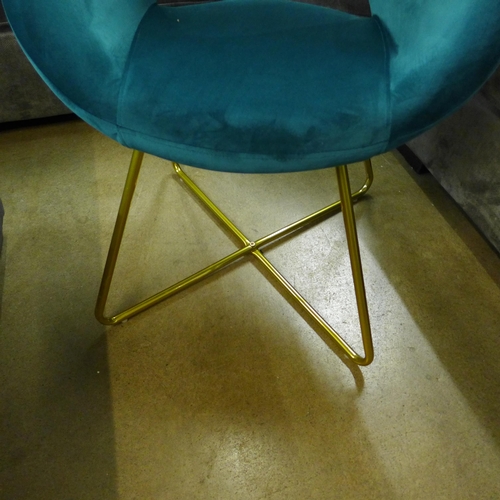 1308 - A Harper turquoise velvet side chair