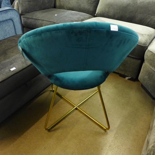 1308 - A Harper turquoise velvet side chair