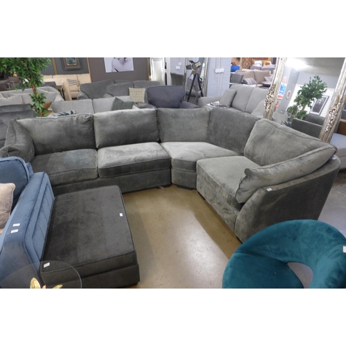 1309 - A Barker and Stonehouse grey velvet corner sofa - RRP £4555