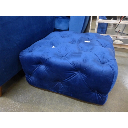 1419 - A blue velvet Hoxton square footstool