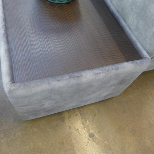 1437 - A grey velvet upholstered coffee table