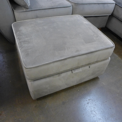 1442 - An ash velvet Hoxton L shaped sofa and footstool