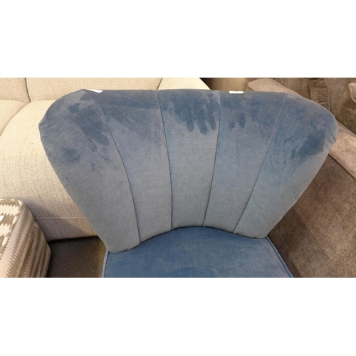 1478 - A steel blue velvet bedroom chair