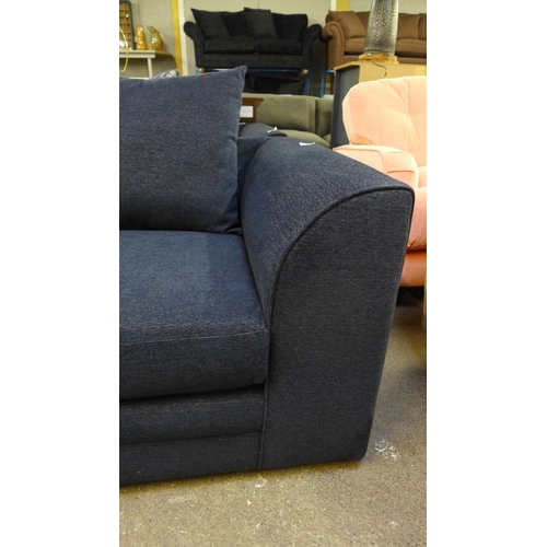 1493 - A blue velvet corner sofa