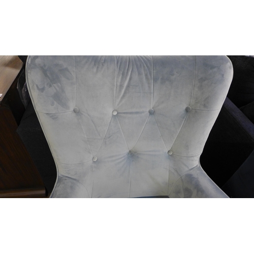 1498 - A Melade blue velvet chair and stool