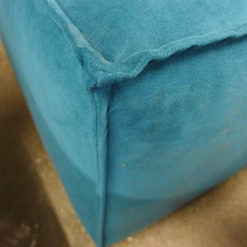 1510 - An aquamarine velvet square footstool