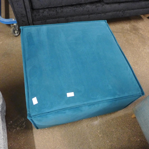 1510 - An aquamarine velvet square footstool