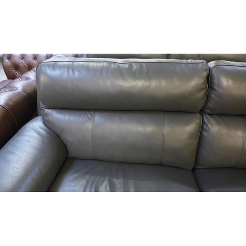 1554 - Grace Grey Leather 2.5 Seater power recliner, Original RRP £991.66 + VAT (4155-5) *This lot is subje... 