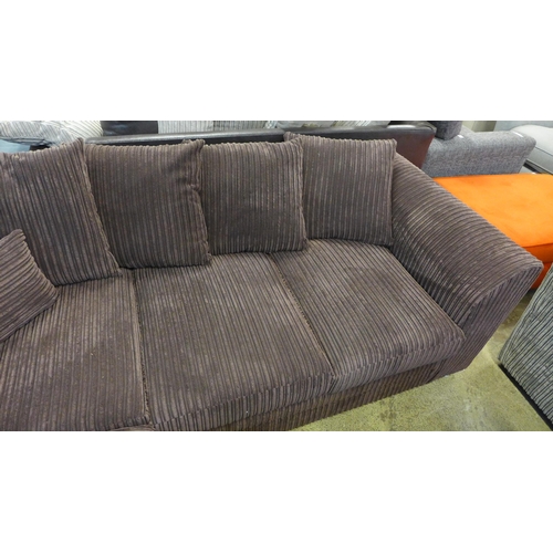 1566 - A chocolate jumbo cord corner sofa