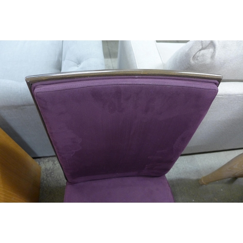 1644 - A pair of Montbel purple velvet dining chairs