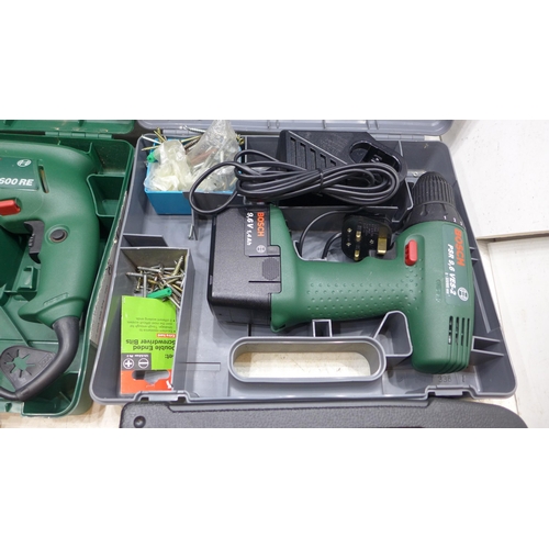 2010 - AEG electric planer (EH825), two Bosch drills & Rotary tool set