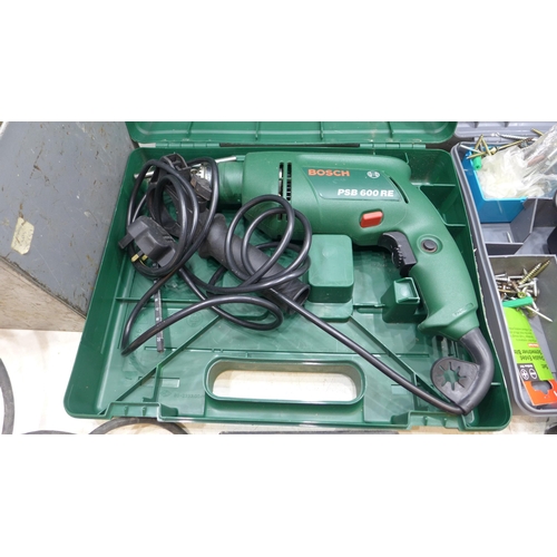 2010 - AEG electric planer (EH825), two Bosch drills & Rotary tool set