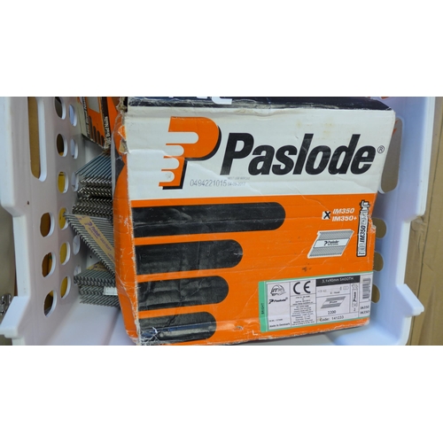 2164 - 3 Boxes of Paslode C nails, 3.1 x 80mm, 2.8 x 51mm, 3.1 x 90mm and open box of mixed nails and 2 spi... 