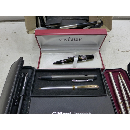 2220 - Box of pens, Kingsley, Clifford James and more